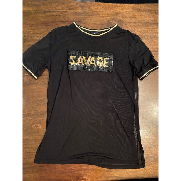 Tops - Shirt size large SAVAGE sequins mesh material